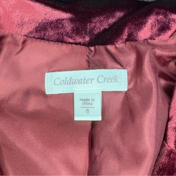 Coldwater Creek Long Velvet Jacket in Deep Red & Paisley Graphic Prints 8 EUC - Picture 13 of 17